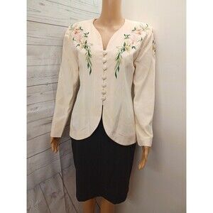 Saks Fifth Avenue/Old Navy blazer Skirt suit set Black Ivory Pastel Sz 4